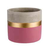 Hectarul - Suport decorativ pentru ghiveci, roz, din ciment, Ø13,8 x 11,5 cm Metallic Line Cosy&Trendy